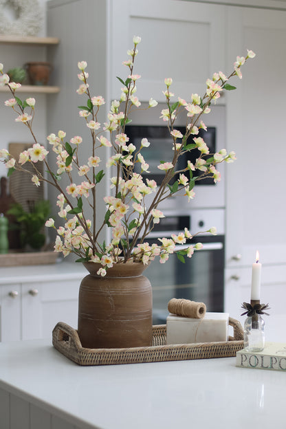 Faux Pale Pink Apple Blossom Stem