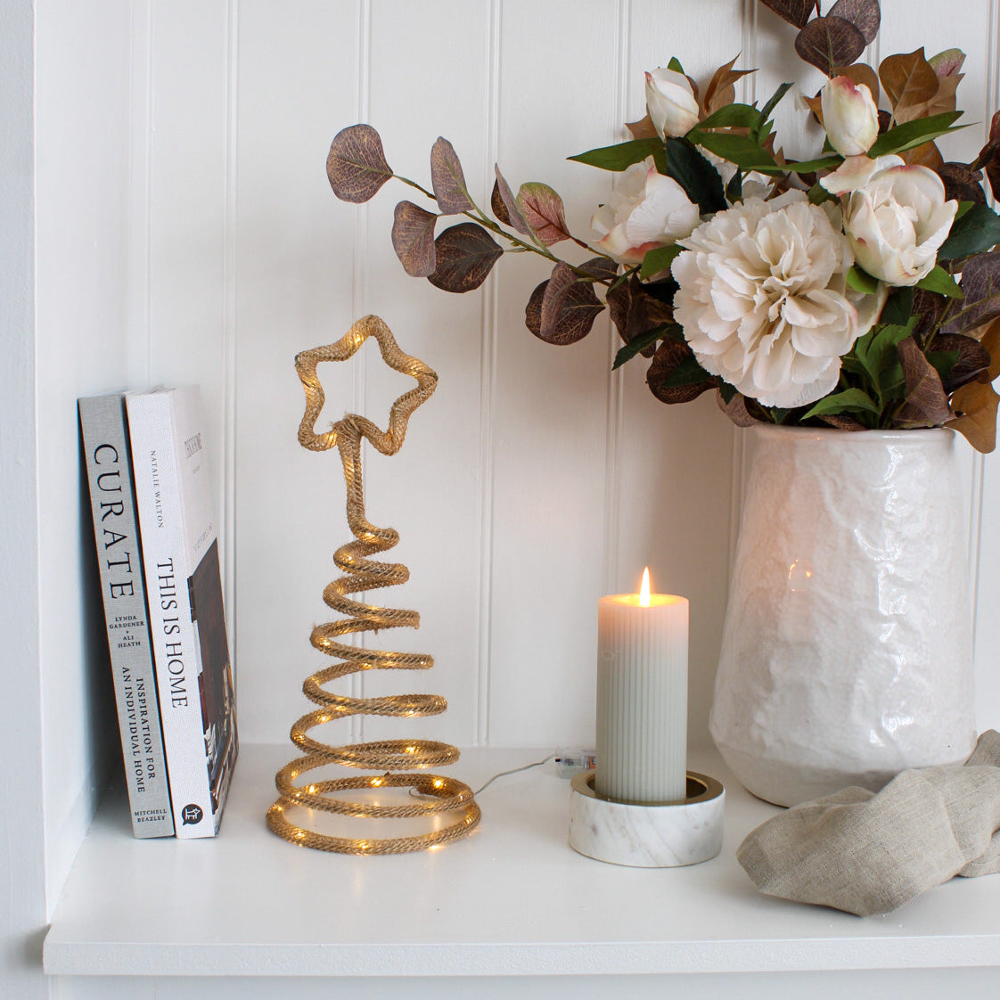 Neutral Rope Tree with Star and Lights