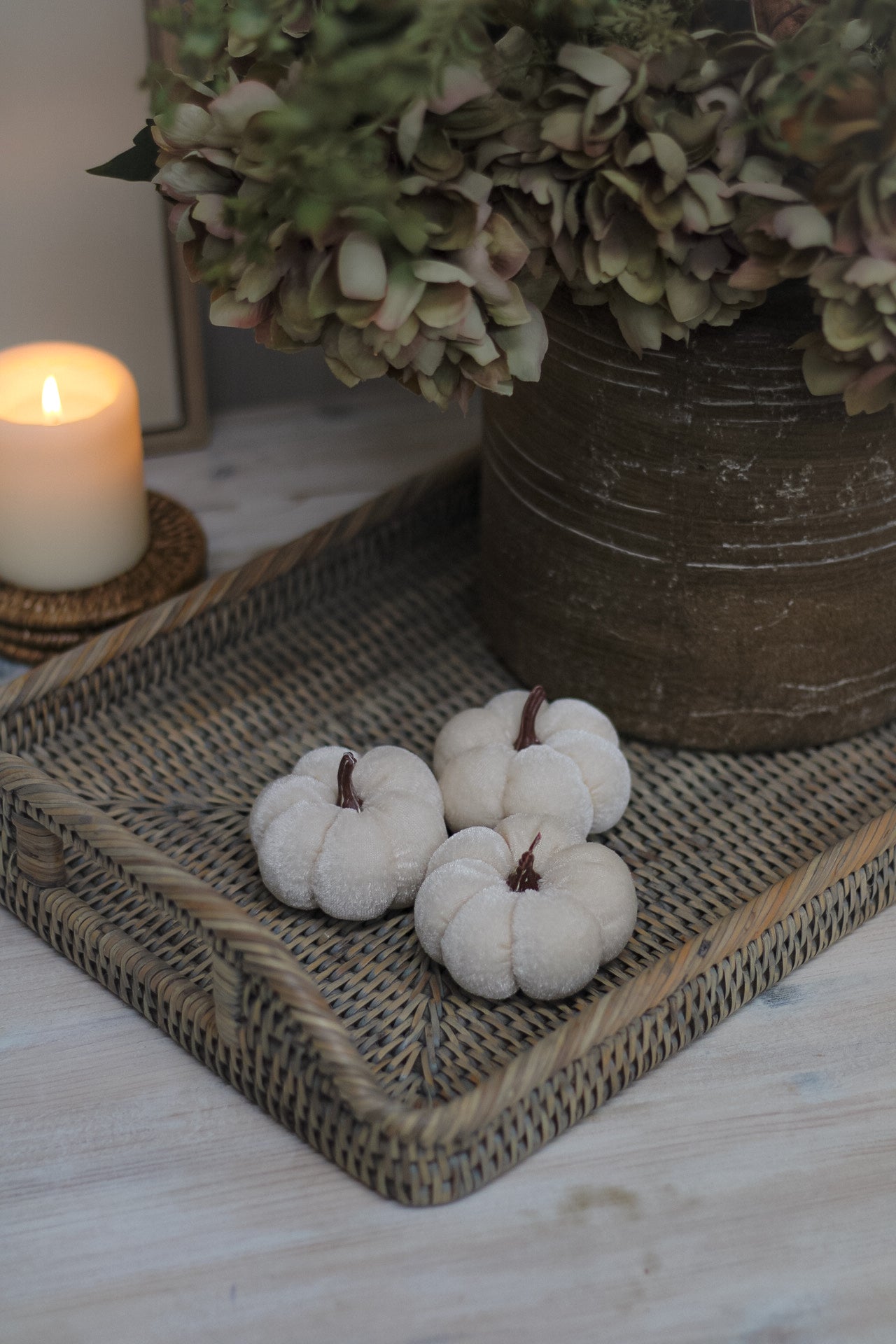 White Velvet Pumpkins | Set of 3