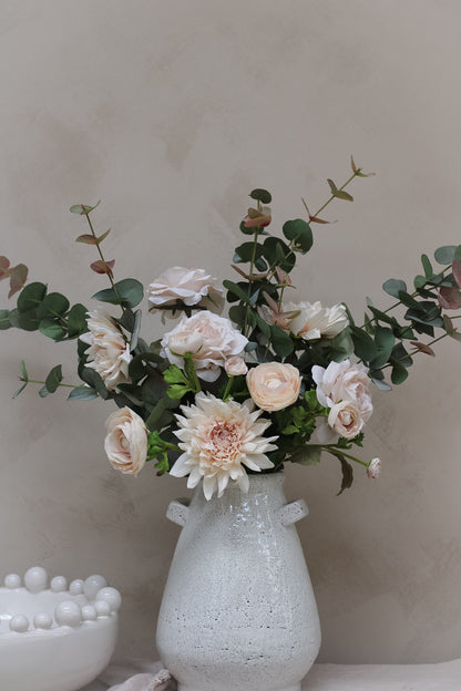 Luxury Real Touch Faux Blush Dahlia &amp; Eucalyptus Arrangement