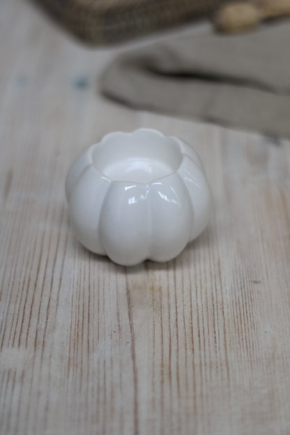White Ceramic Pumpkin Tea Light Holder