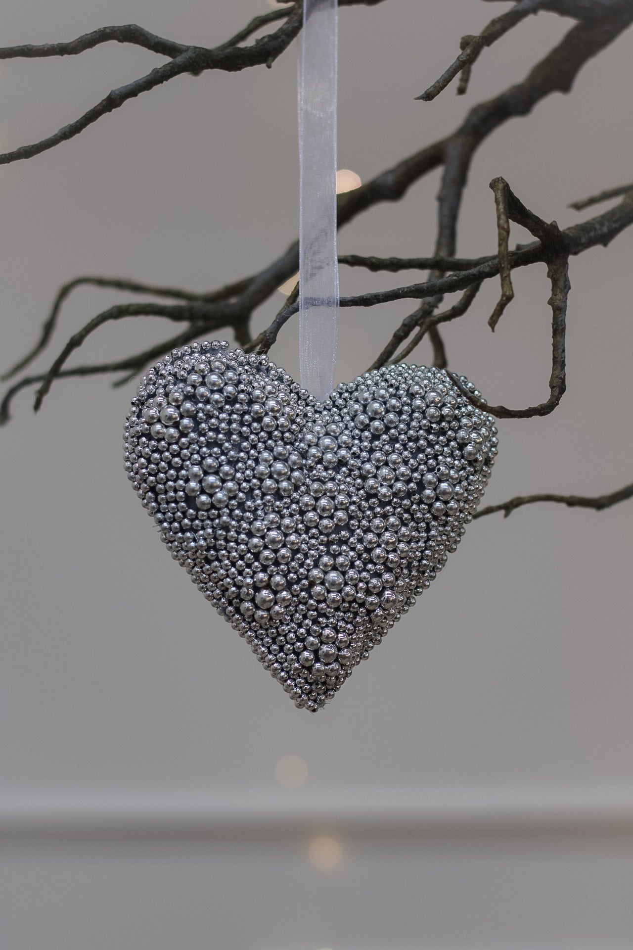 hanging heart on rustic branch