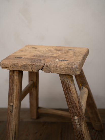Tall Reclaimed Wooden Milking Stool - Style K