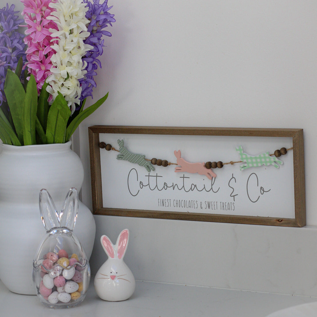 Cottontail &amp; Co Bunny Framed Rustic Plaque