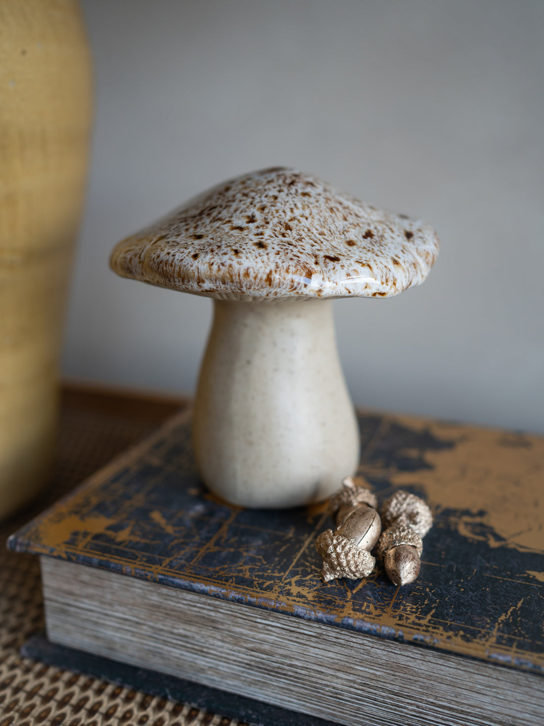 Beige Glazed Mushroom Ornament