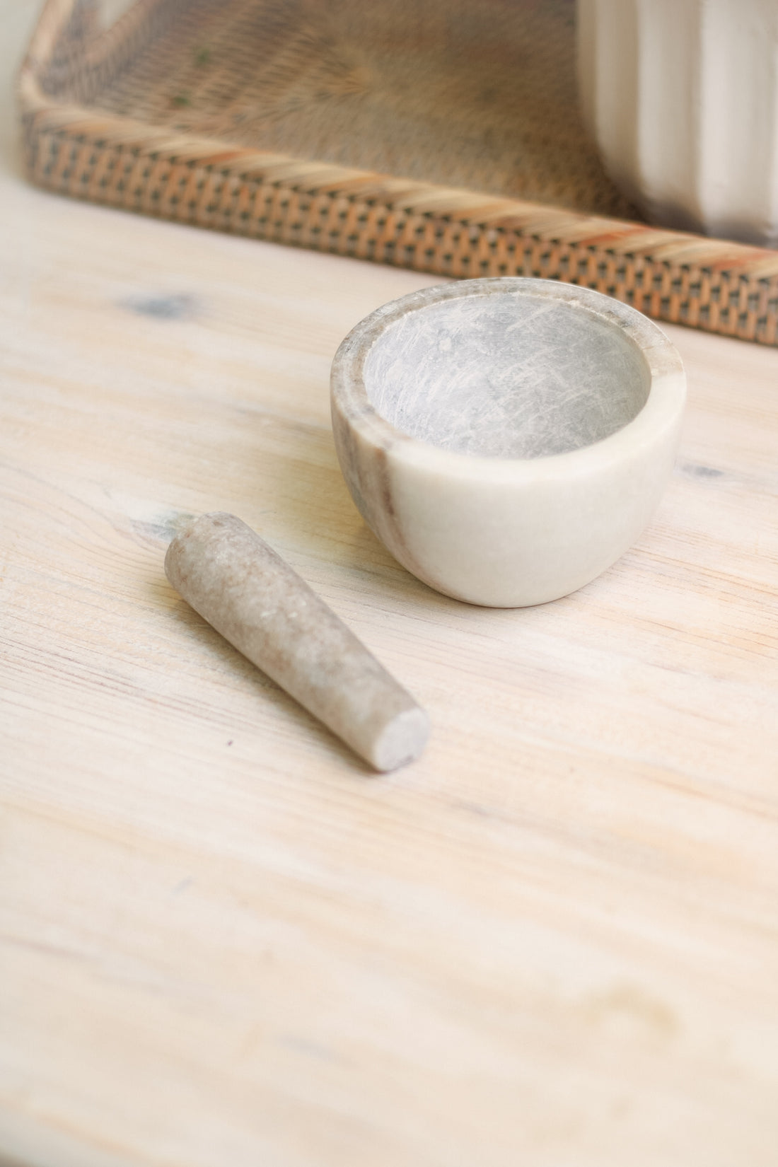 Natural Marble Pestle and Mortar