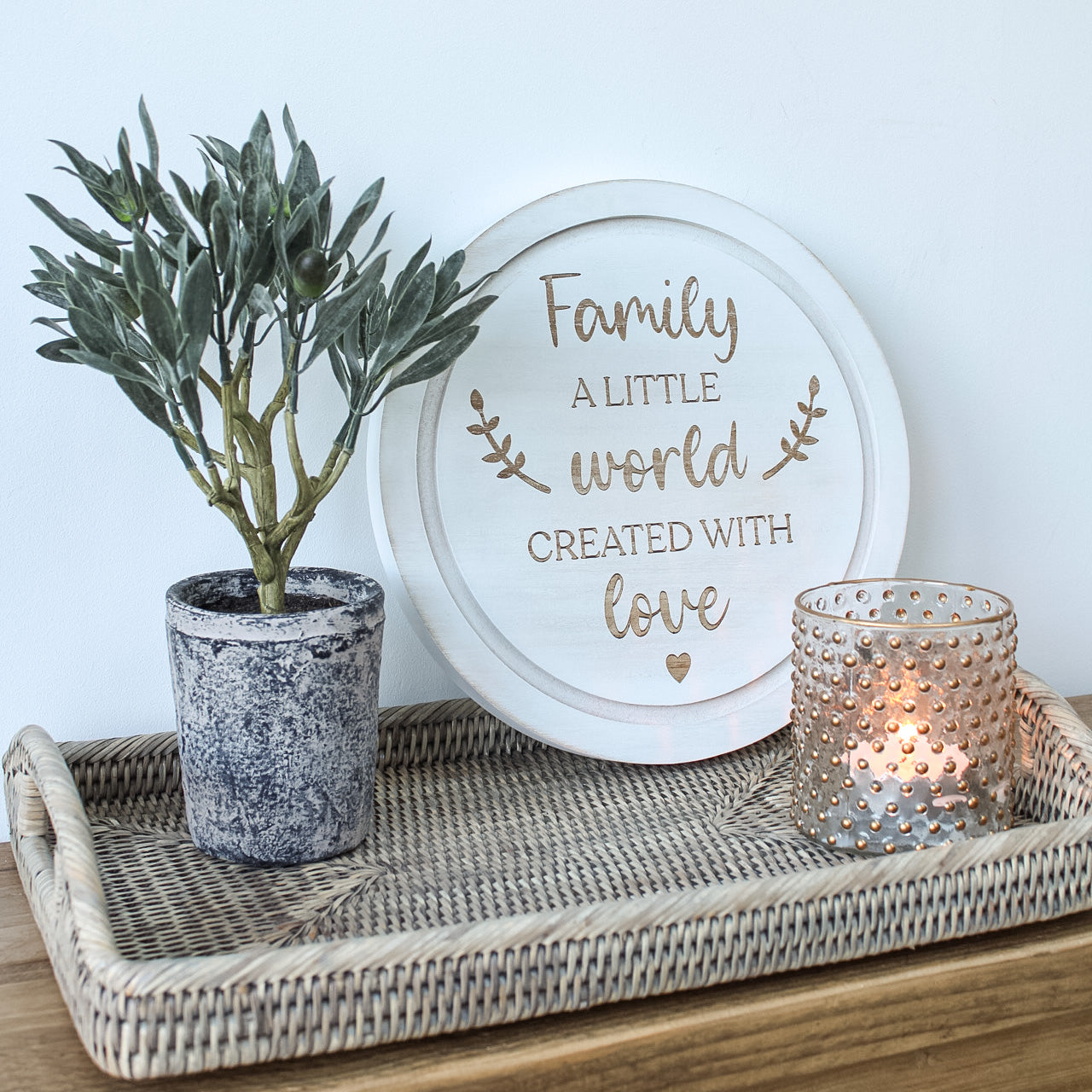 Family Chunky Round Wooden Sign