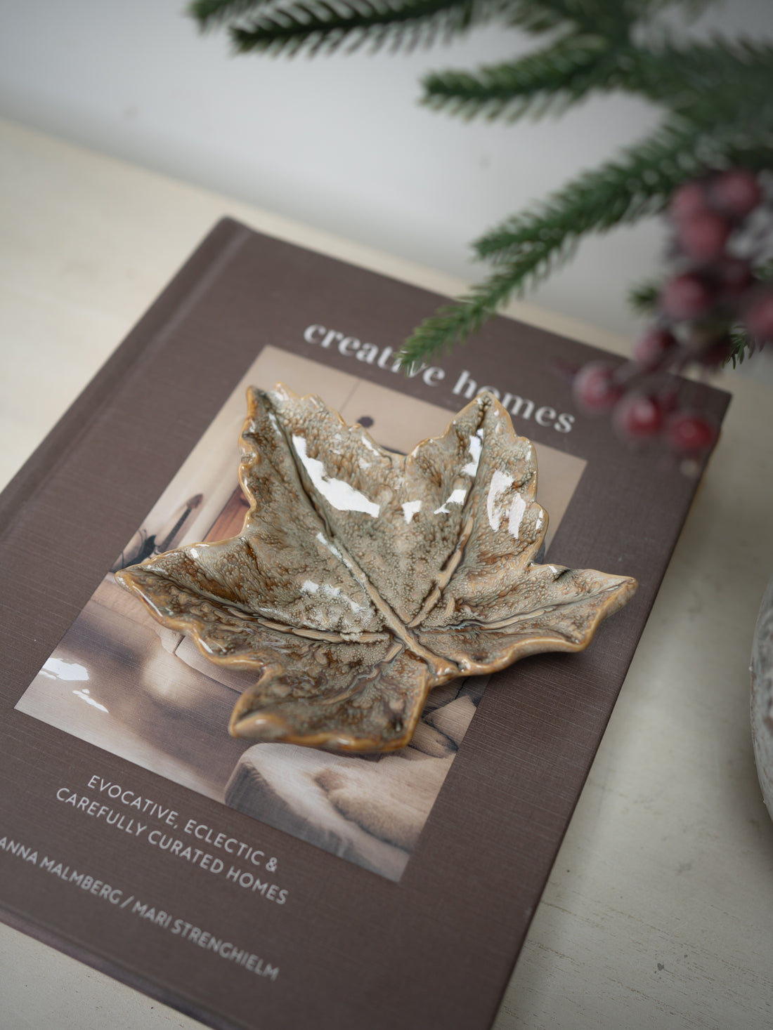 Glazed Maple Leaf Decorative Plate