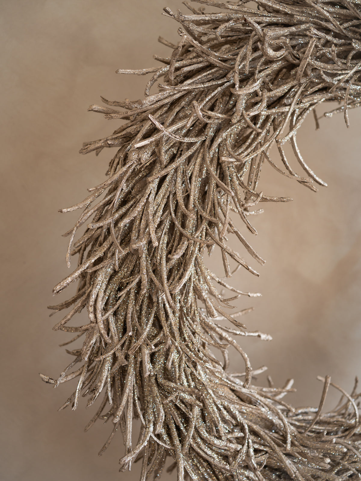 Golden Twig Wreath on Stand