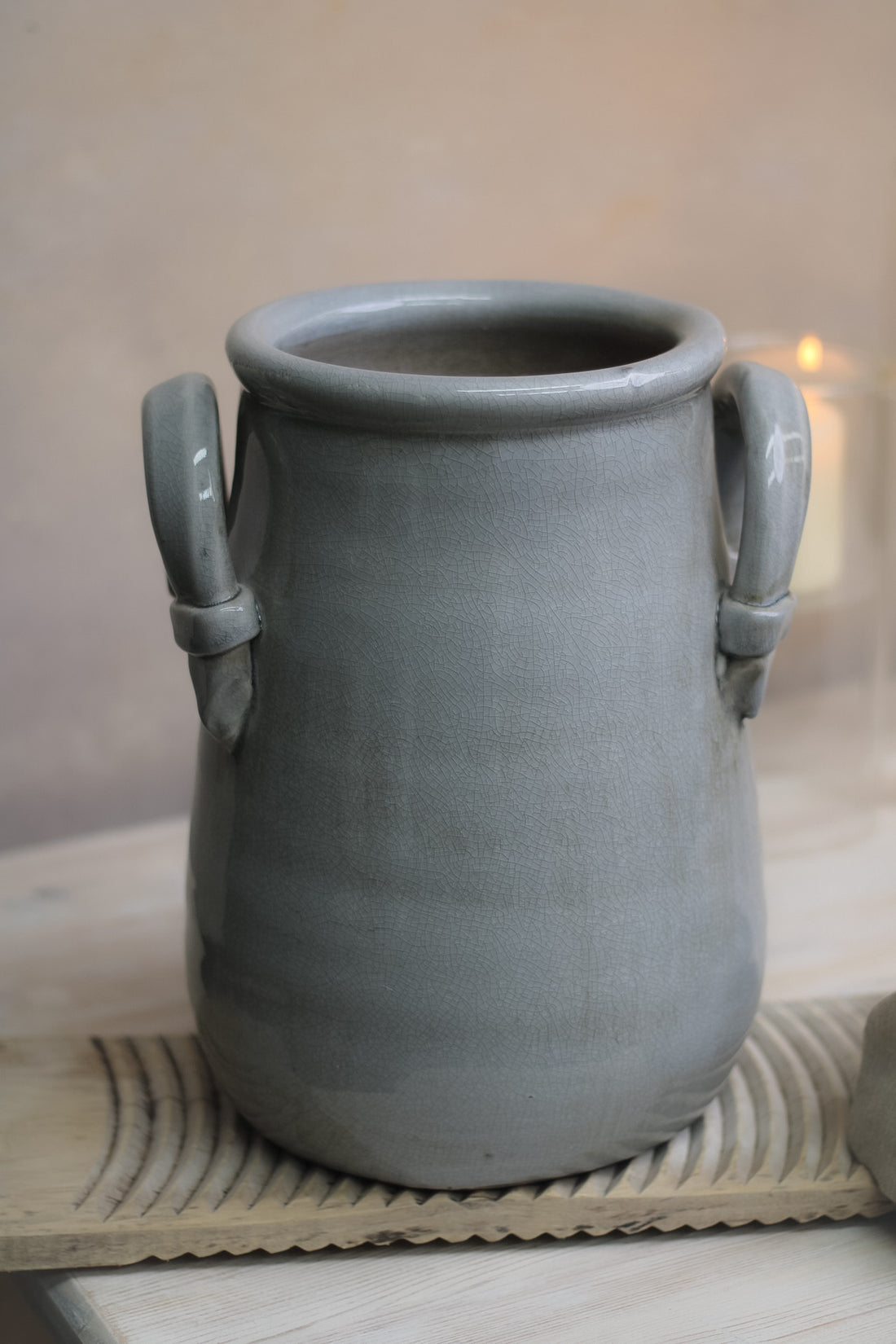 Grey Urn Vase with Handles