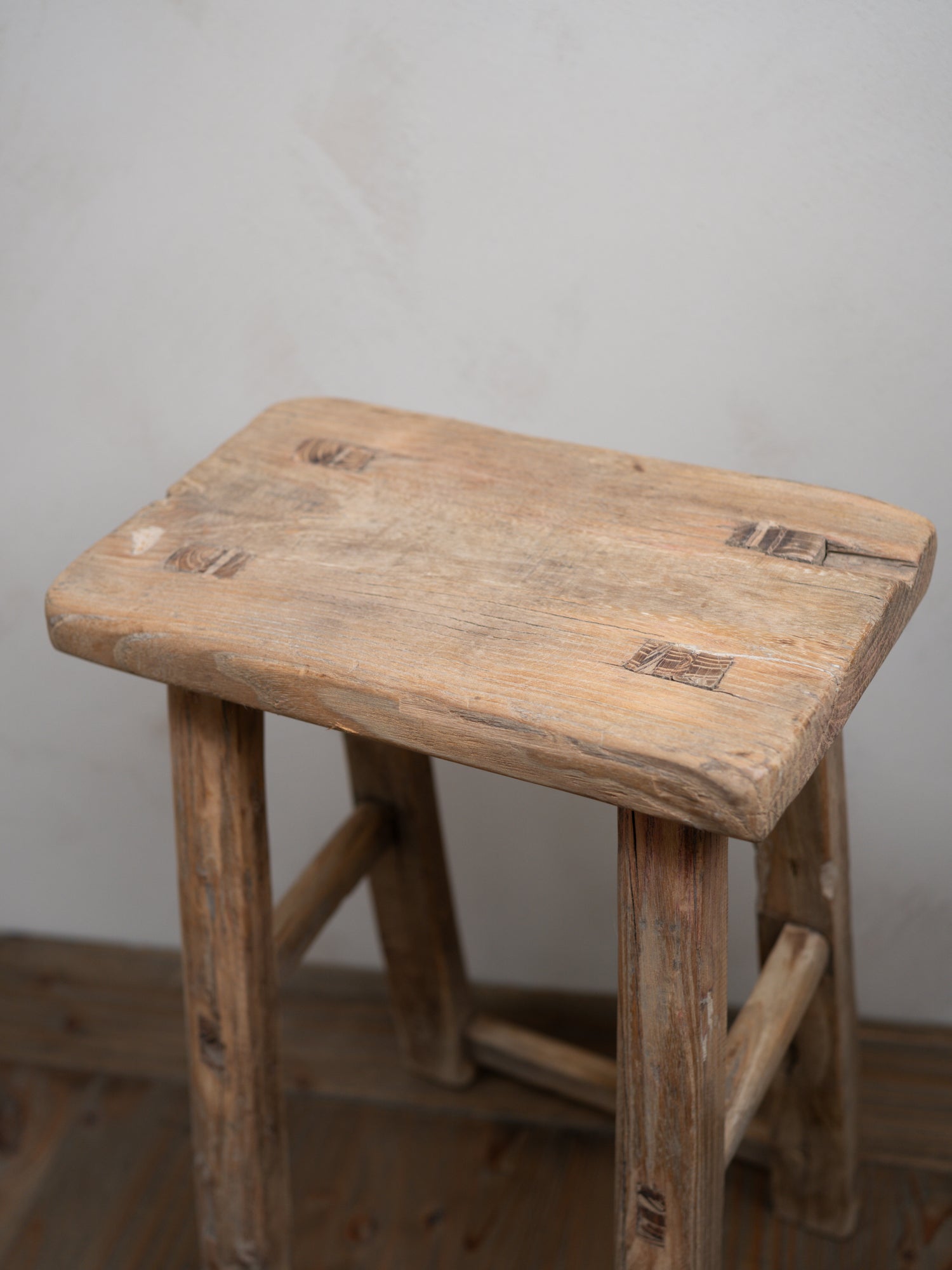 Tall Reclaimed Wooden Milking Stool - Style F