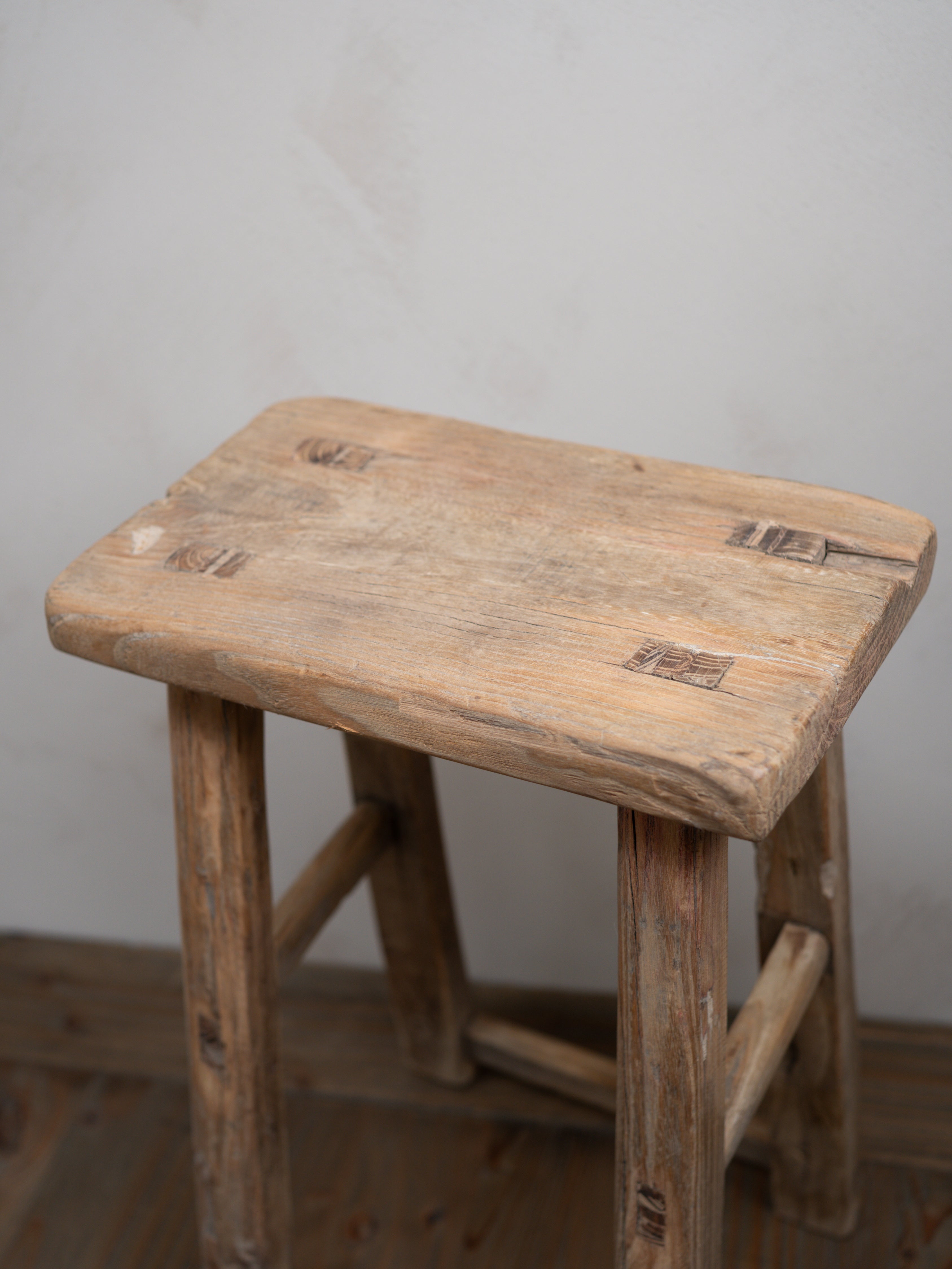 Tall Reclaimed Wooden Milking Stool - Style F