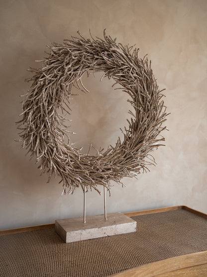 Golden Twig Wreath on Stand