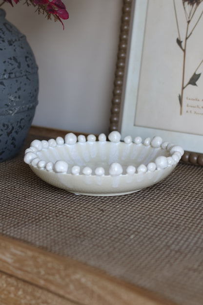Cream Ceramic Dripping Effect Bobble Bowl