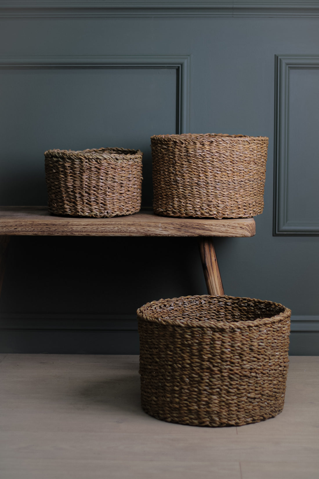 Belford Round Braided Seagrass Storage Baskets | Set of 3