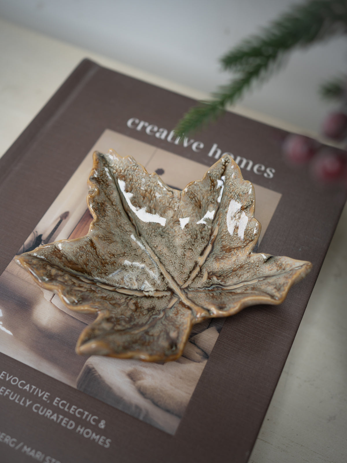 Glazed Maple Leaf Decorative Plate
