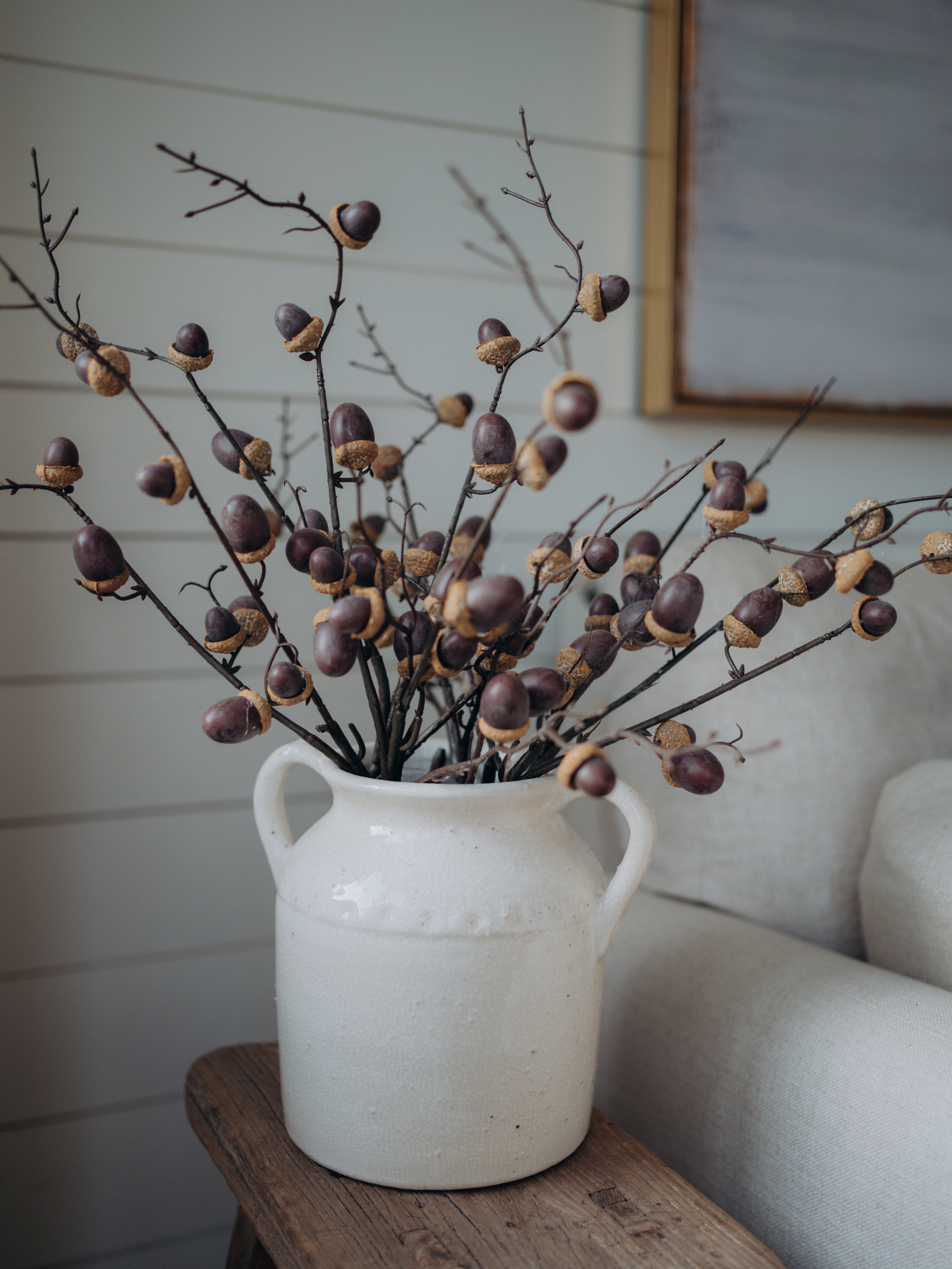 Faux Brown Acorn Branch