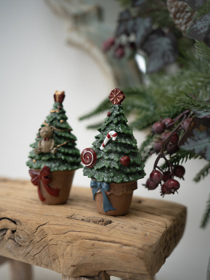 Pair of Red and Green Christmas Trees
