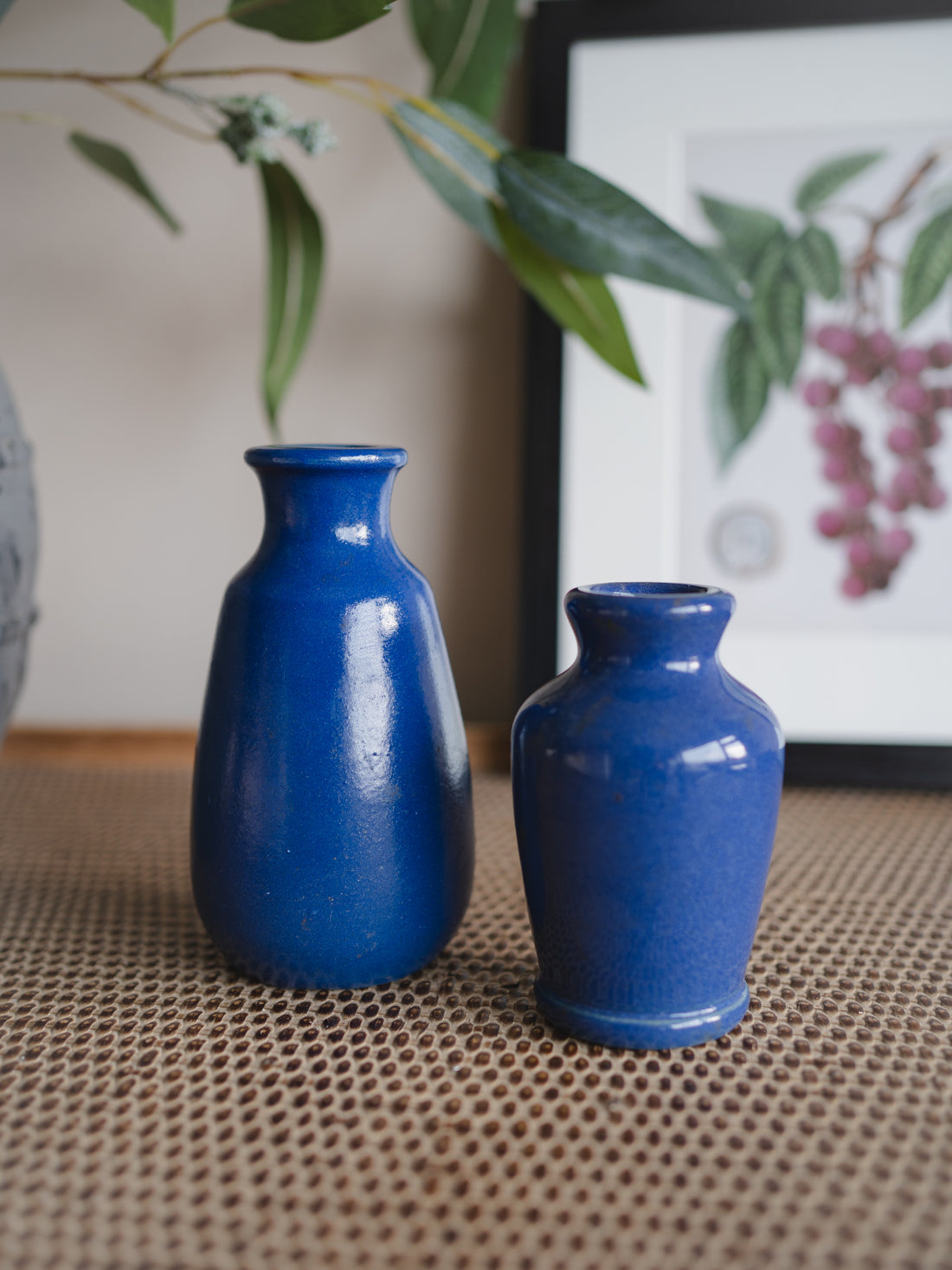 Vintage Small Blue Decorative Bottles - Set of 2