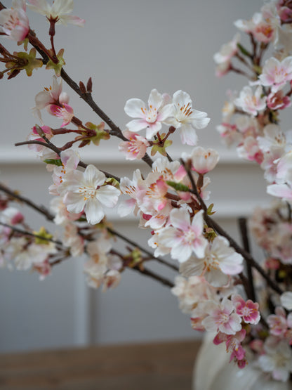 Faux Pink Ruffled Cherry Blossom Spray