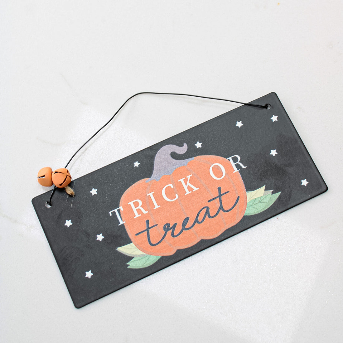 Black Trick or Treat Pumpkin Sign