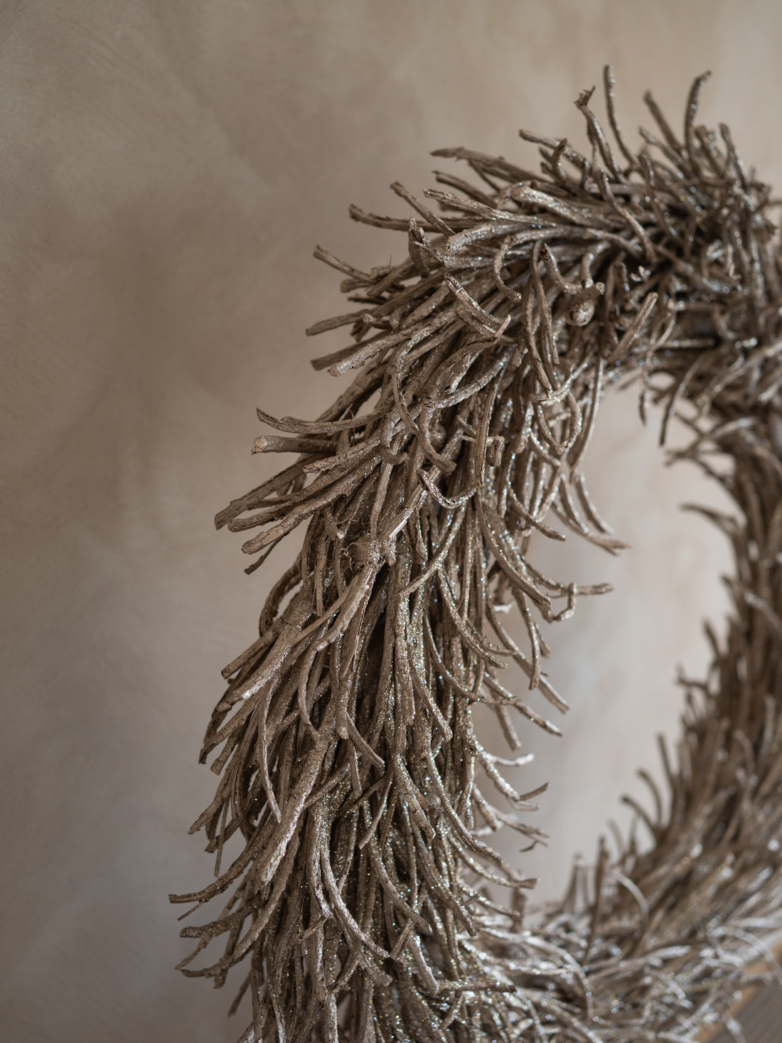 Golden Twig Wreath on Stand