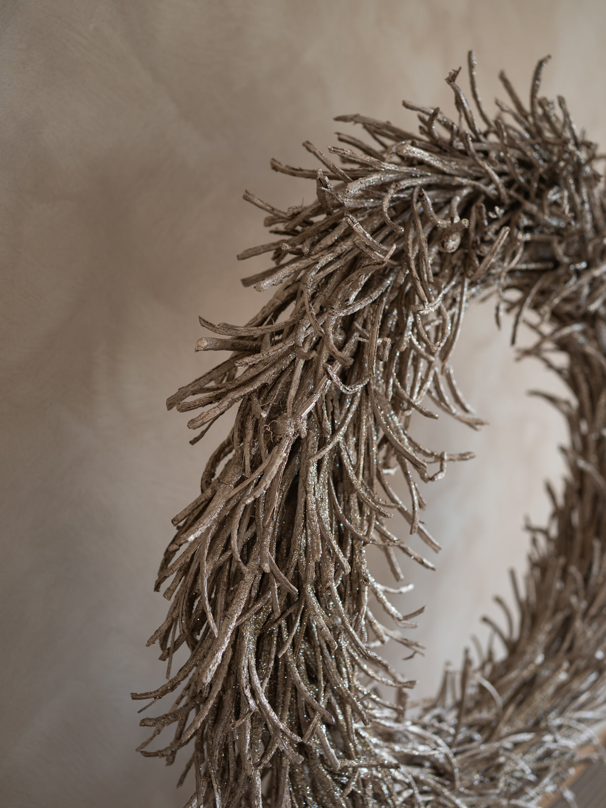 Golden Twig Wreath on Stand