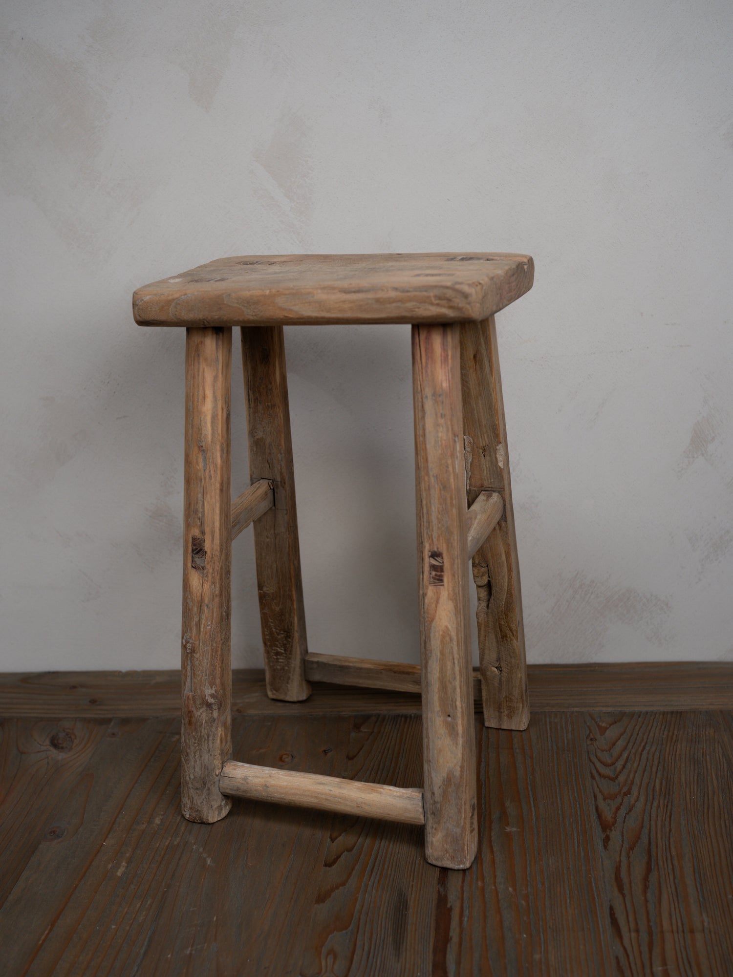 Tall Reclaimed Wooden Milking Stool - Style F