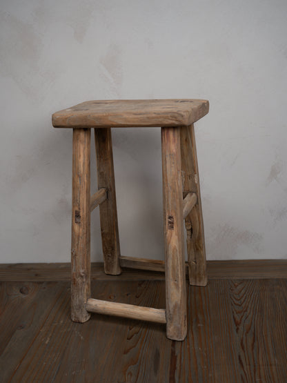 Tall Reclaimed Wooden Milking Stool - Style F