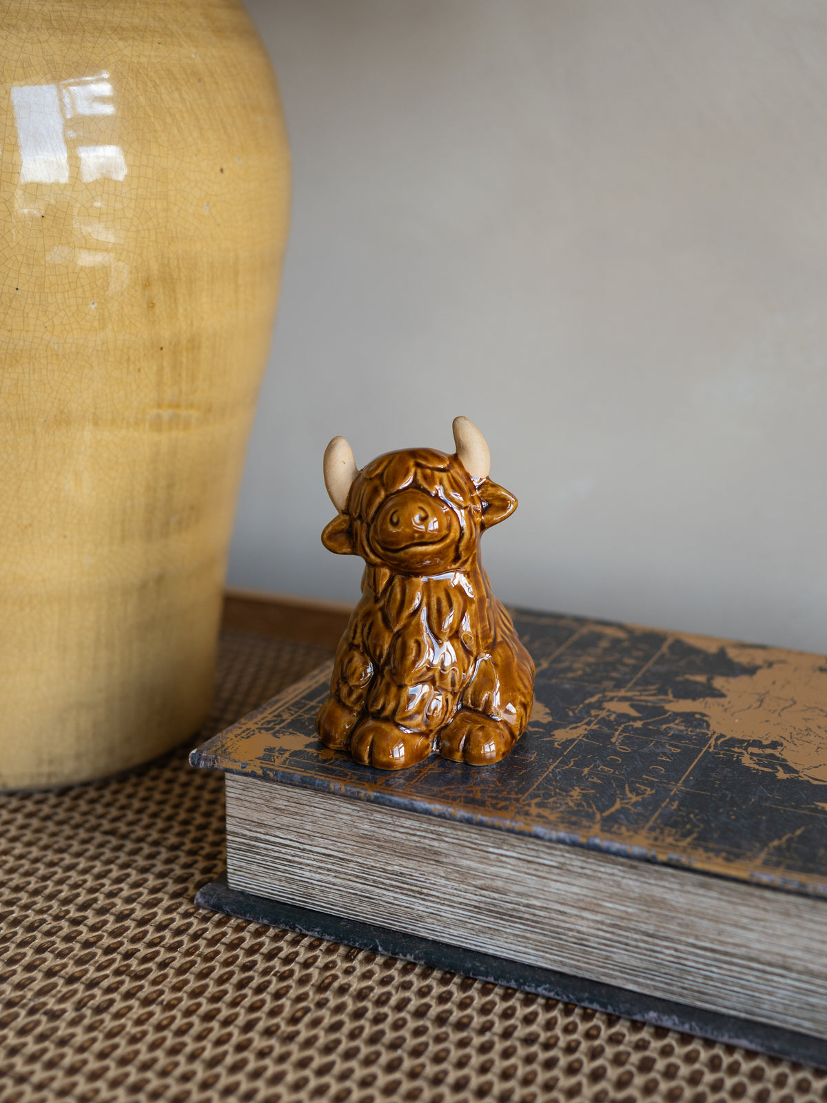 Brown Ceramic Highland Cow Ornament