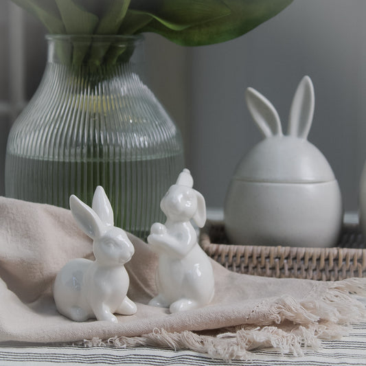 Dainty White Porcelain Bunny