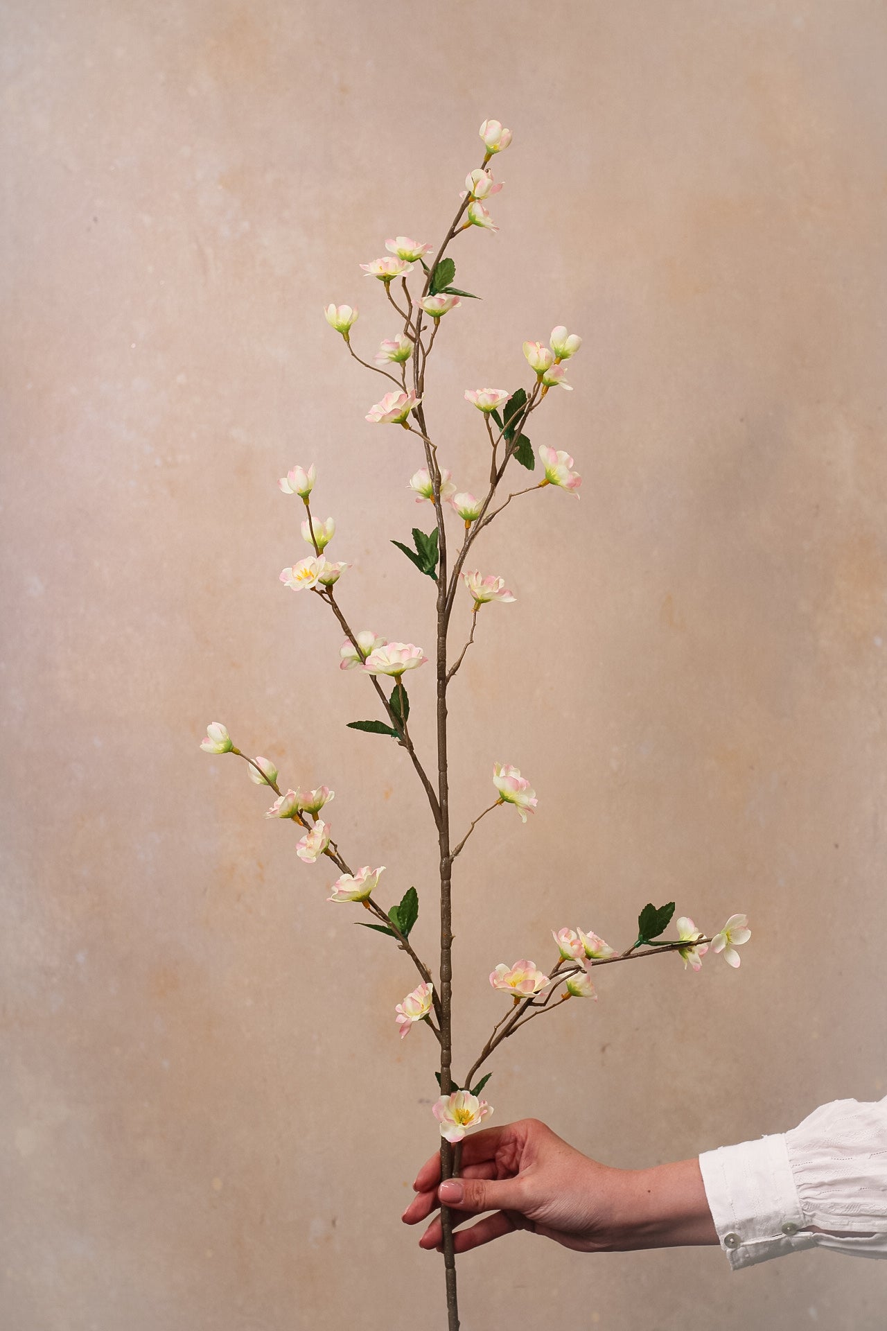 Faux Pale Pink Apple Blossom Stem