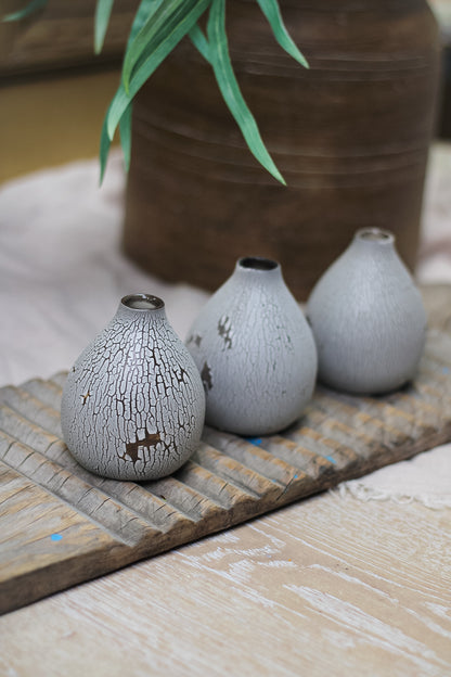 Skomer Crackle Bud Vases | Set of 3