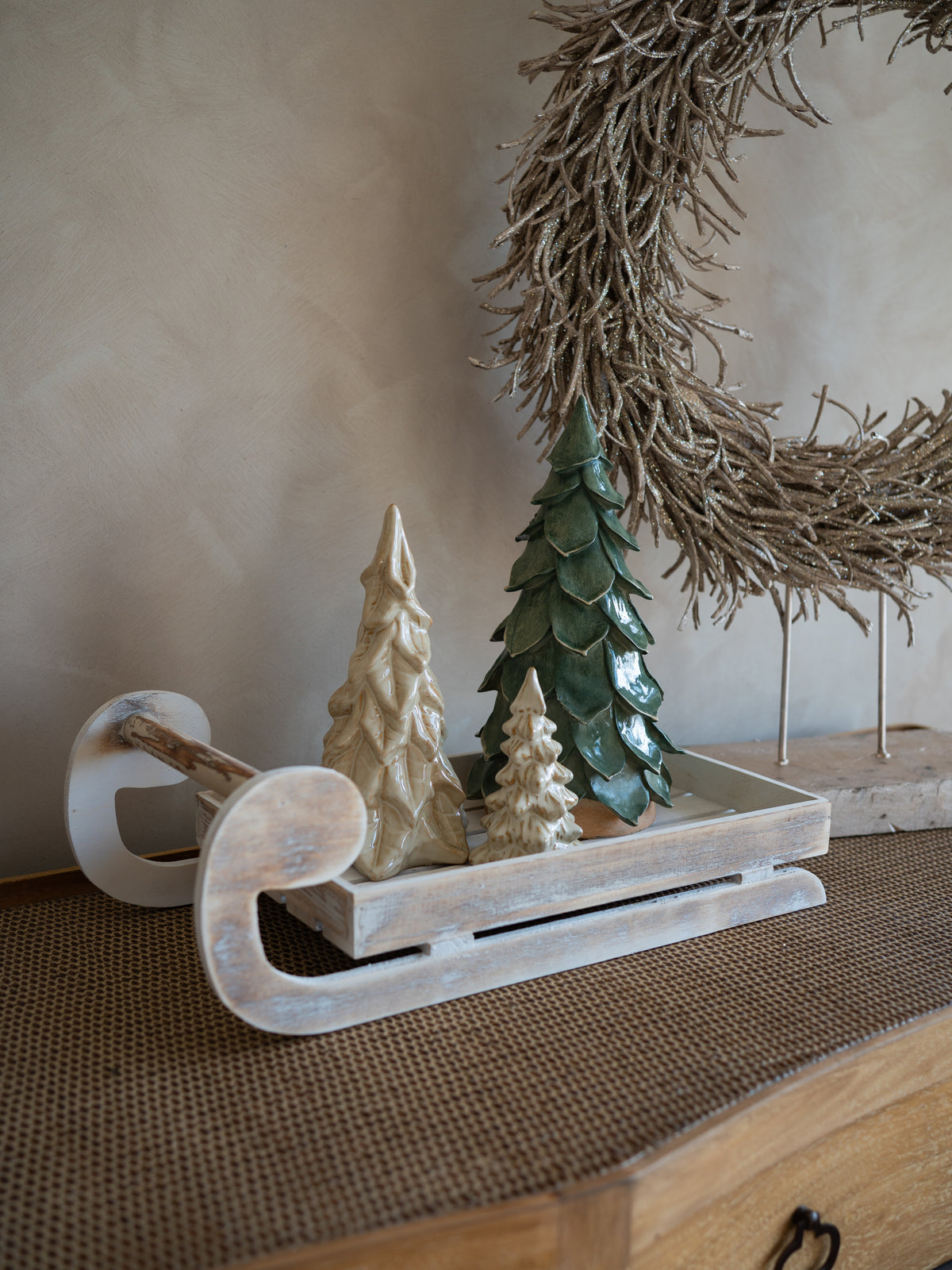 Wooden Sleigh Christmas Styling Tray
