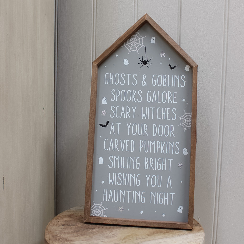 Spooky House Framed Halloween Plaque