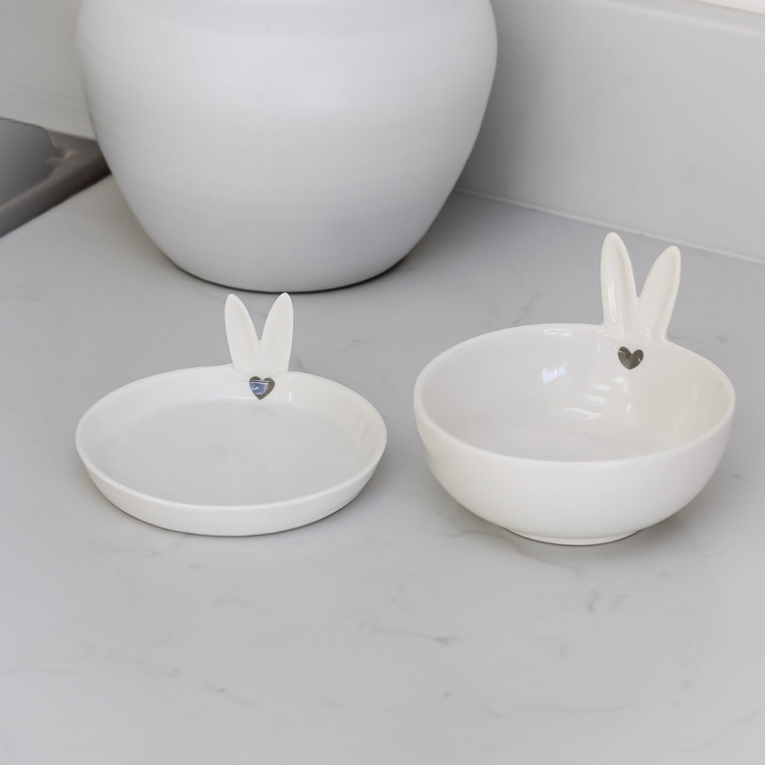 Bunny Ears White Ceramic Dish