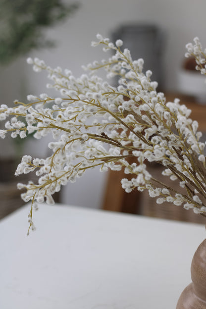 up close of Faux White Willow Spray