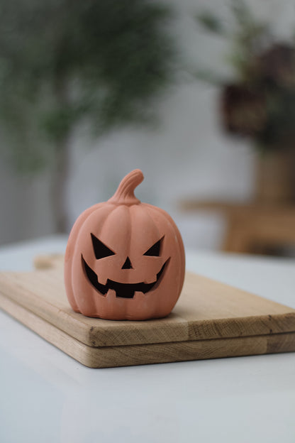 Spooky Terracotta Pumpkin Decoration