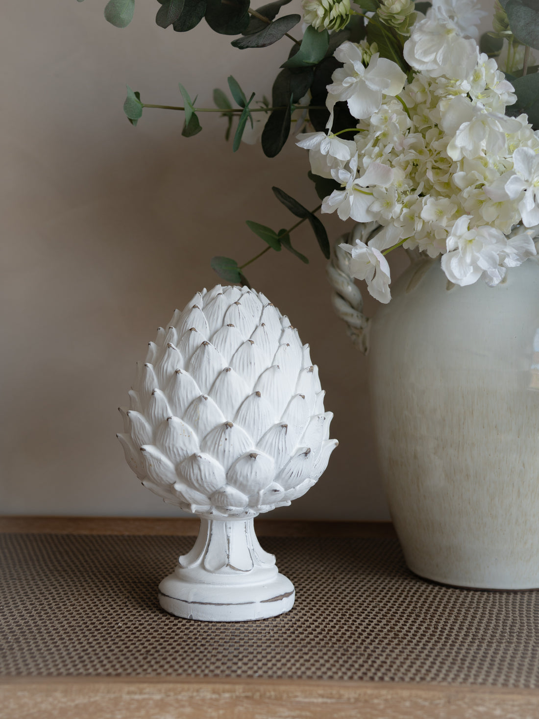 White Rustic Artichoke Decorative Ornament