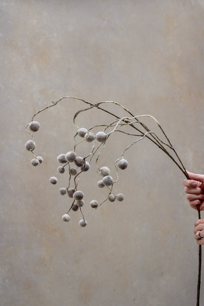 Faux Soft Brown Pom Pom Willow Spray