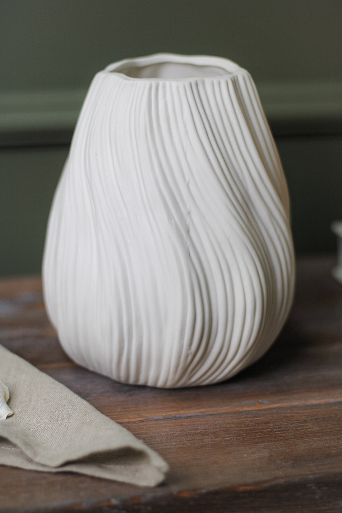 Wave White Ceramic Vase