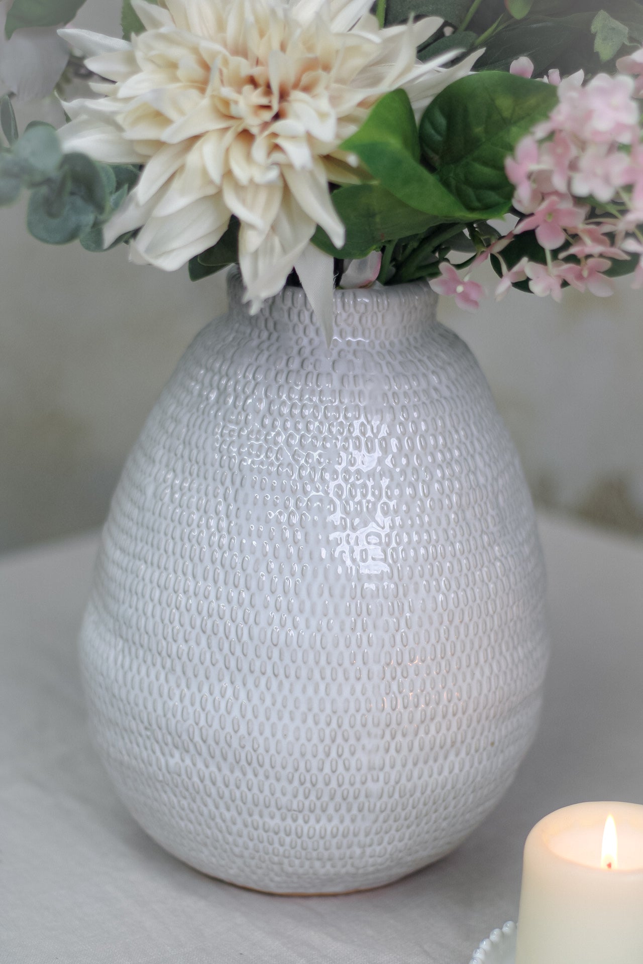 Up close details of Grey Ceramic Vase