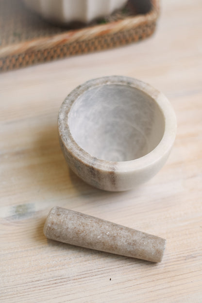 Natural Marble Pestle and Mortar