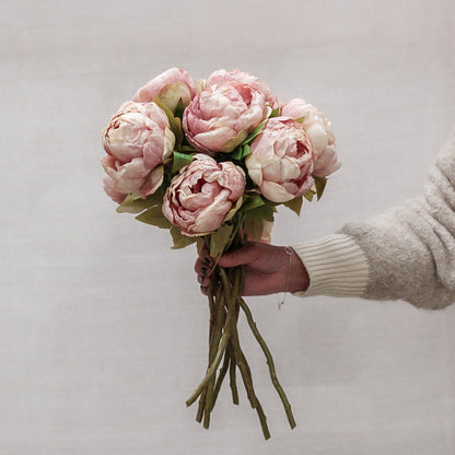 Faux Dusky Pink Dried Touch Closed Peony Stem