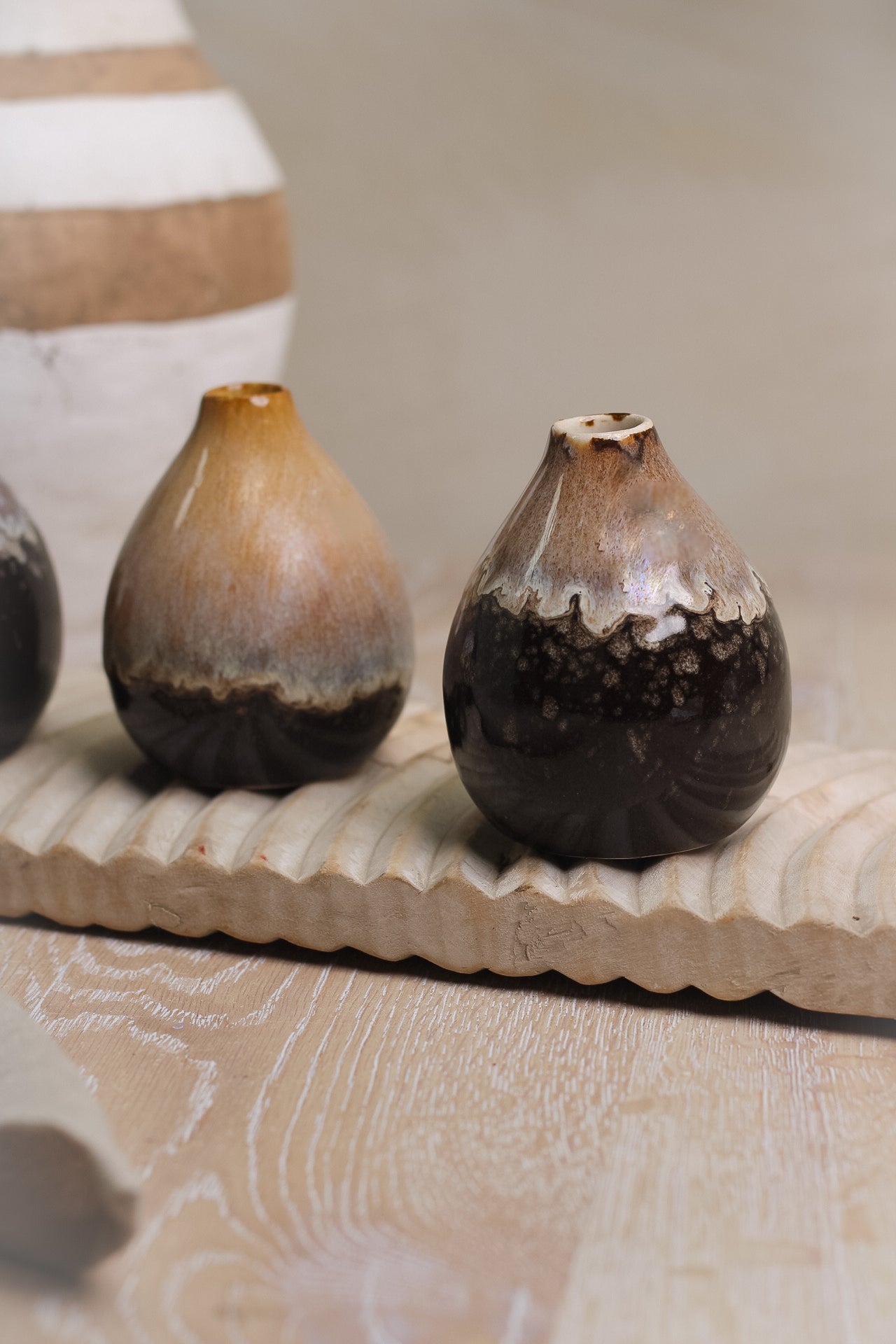 Skomer Dark Brown Bud Vases | Set of 3