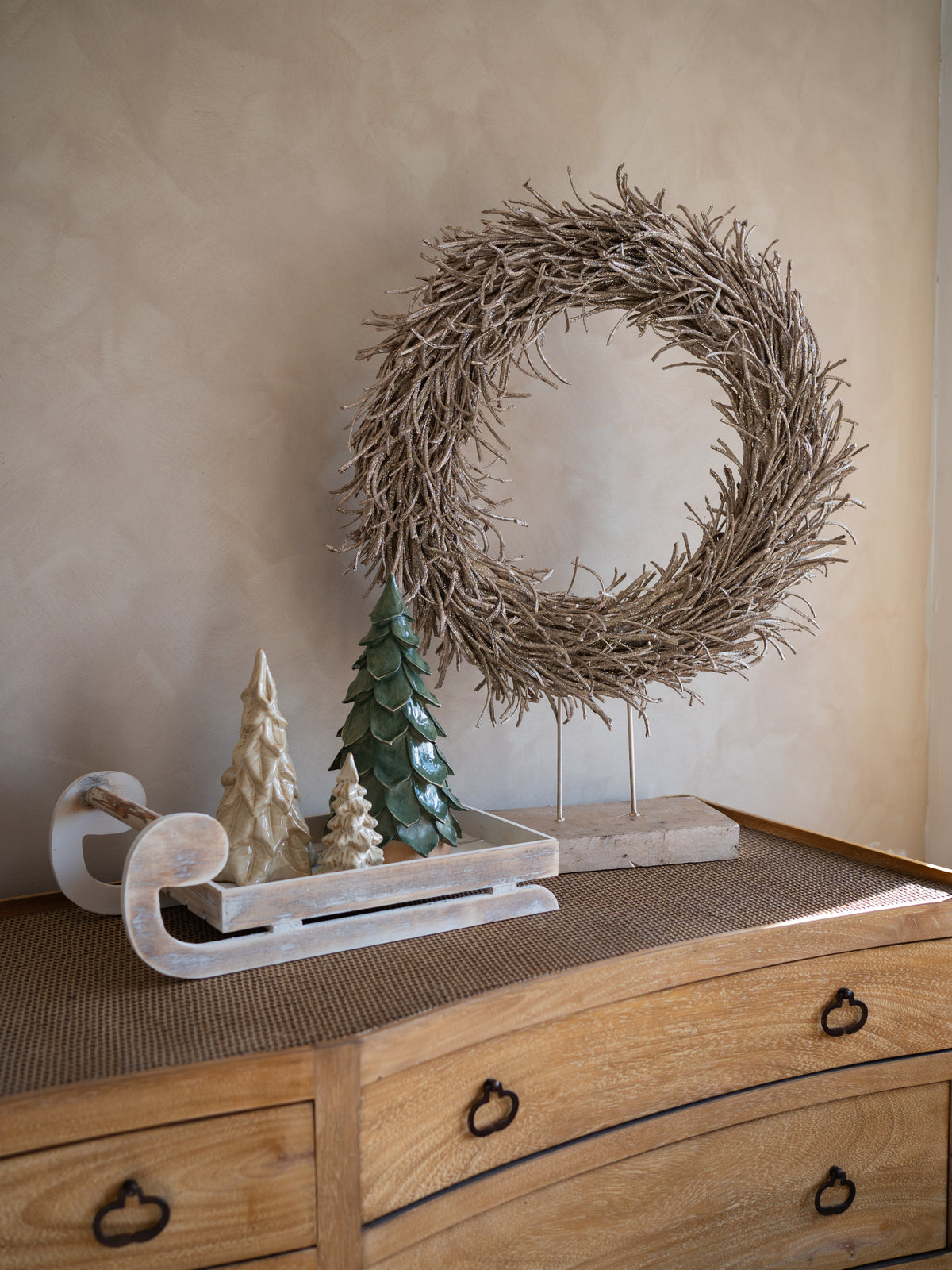 Wooden Sleigh Christmas Styling Tray