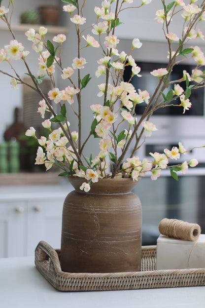 Faux Pale Pink Apple Blossom Stem