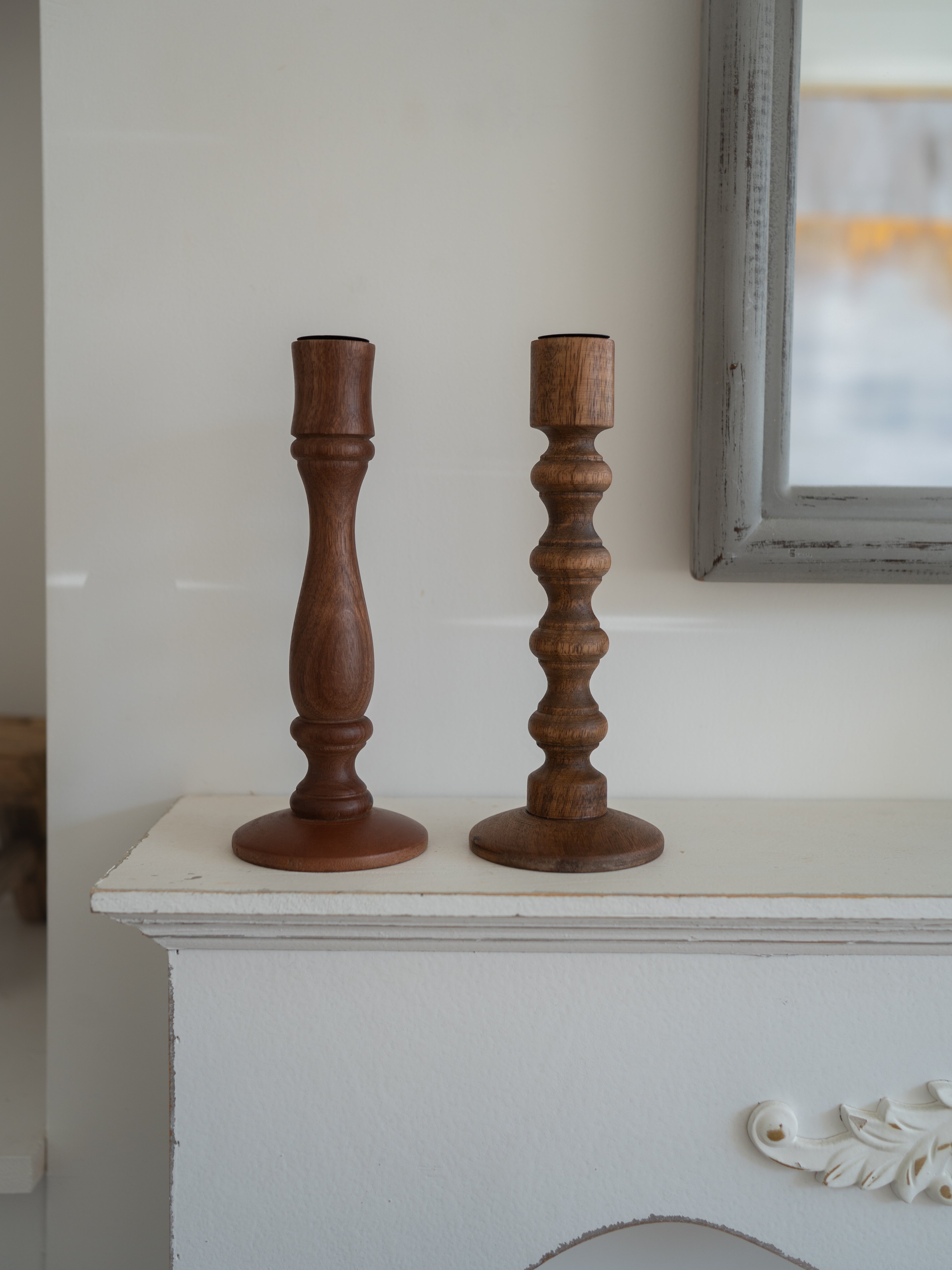 Dark Wood Mango Wood Candlestick