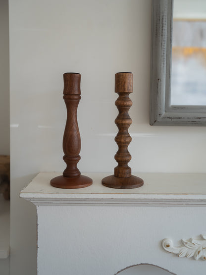 Dark Wood Mango Wood Candlestick