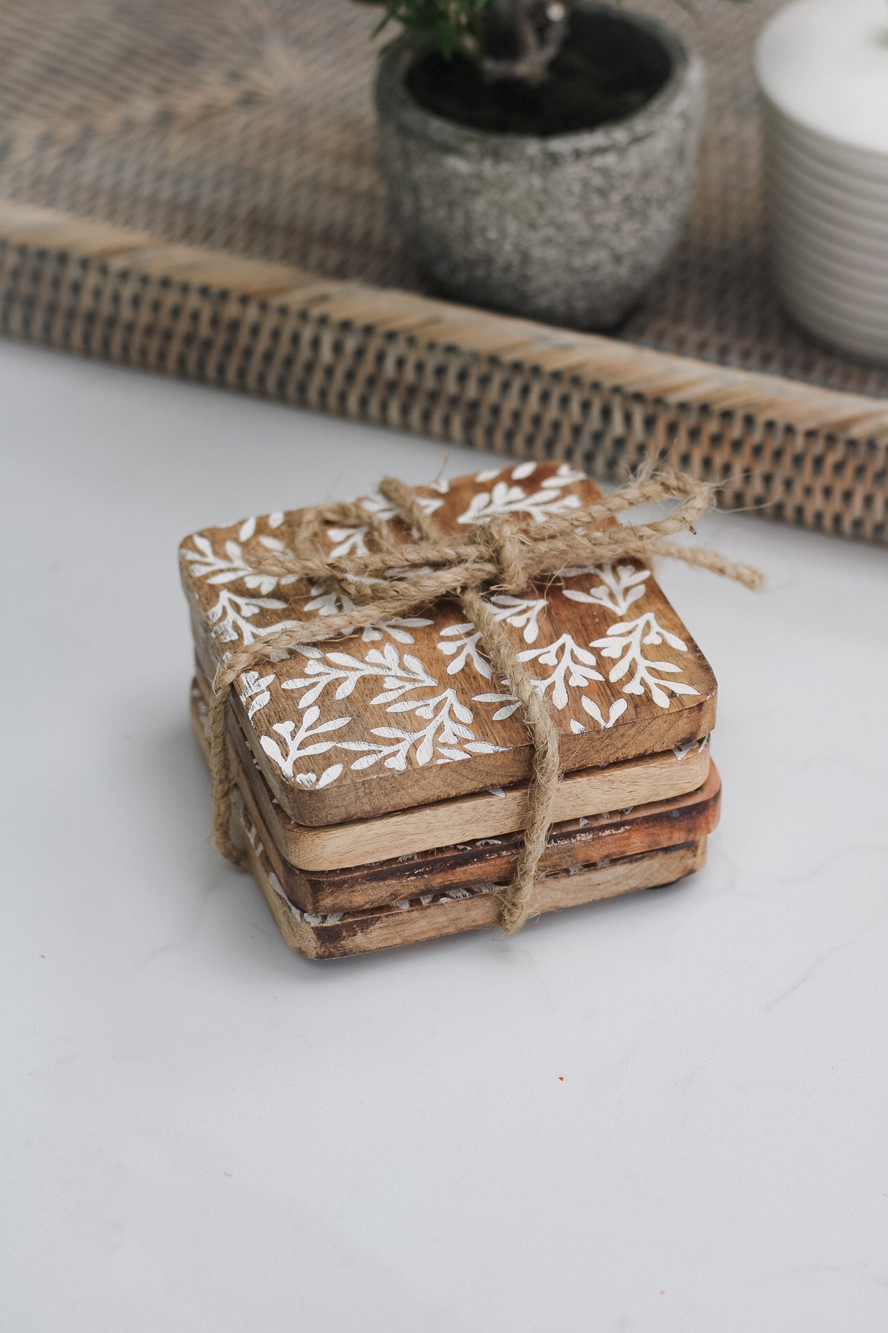 set of 4 wooden coasters